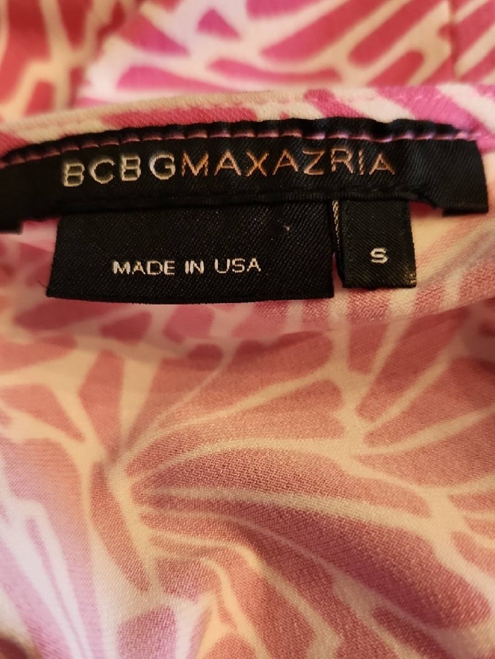 BCBGMaxAzria Pink and White V-Neck Midi Dress - Picture 7 of 12